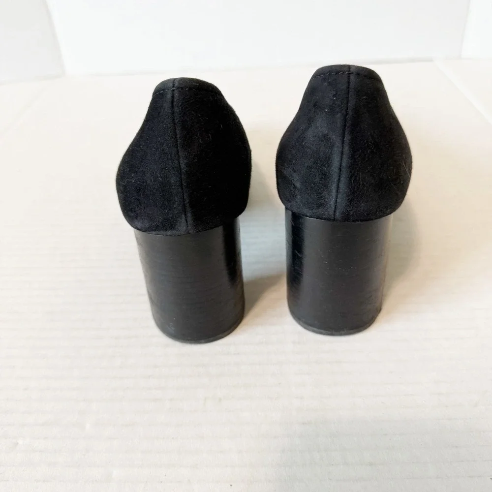 Cole Haan Nella Womens Black Suede Office Siren Block Heel Pumps Size 7.5
